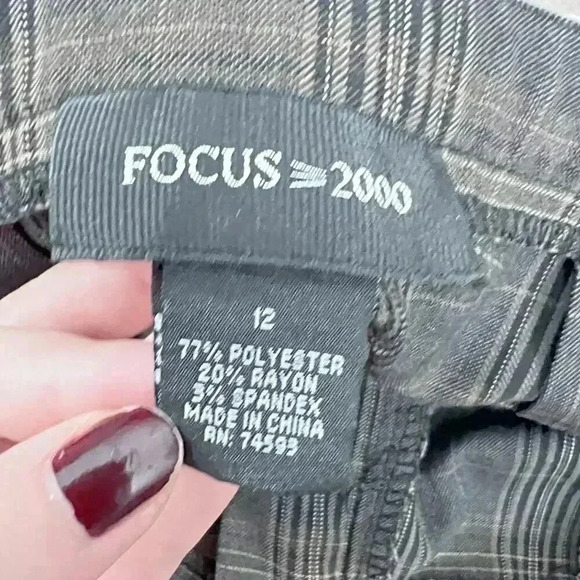 y2k Vintage Brown Plaid Pants Straight Leg Office Siren Women's Size 12 - Picture 6 of 6